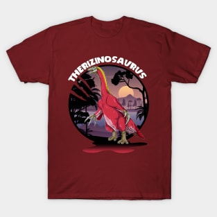 Therizinosaurus Dinosaur Design With Background T-Shirt